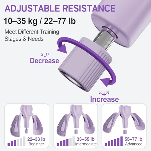 Pelvic Floor Exercise Devices 77 lb Adjustable Kegel Inner Thigh Exerciser and Hip Trainer Workout Equipment for Home Postpartum Recovery Women Men, with Band - color: Purple