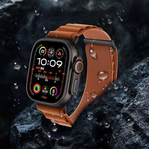 Alpine Nylon Sport Bands Compatible with Apple Watch Ultra Band 49mm 46mm 45mm 44mm 42mm Men Women, Stretch Loop Strap with D-Hook for iWatch Series 10 Ultra SE 9 8 7 6 5 4 3 2 1 (B-Terracotta, 49mm/46mm/45mm/44mm/42mm(Series 3)) - color: B-Terracotta, si
