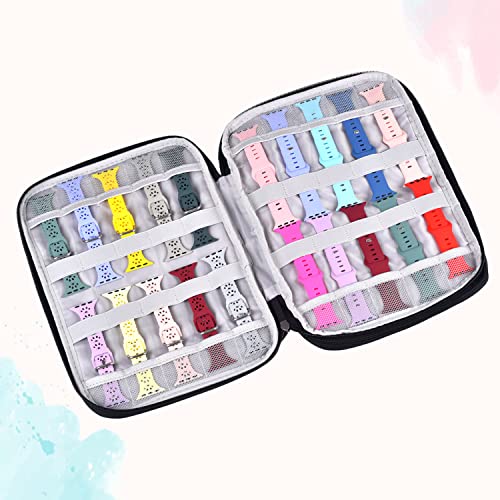 Watch Band Storage Case Watch Band Organizer Bag Watch Band Case and Storage Holder Watch Bands Holder Carrying Case Compatible with 35 Watch Straps and Accessories - color: Yellow Leopard