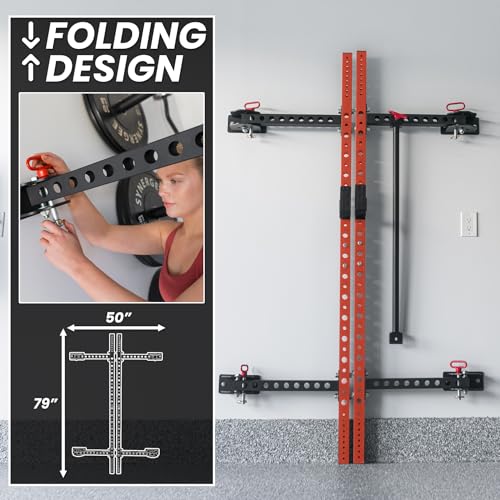 Synergee 2200 Folding Rack – 750 lb Capacity Power Cage - color: b) Red 79" x 21"