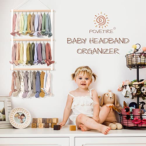 POVETIRE Headband Holder Head Bands Organizer for Girls Hair Bows Hanging Baby Headbands Hair Accessories Organizer Storage Wall Hanging Decor for Newborn Infant Toddlers Kids - color: White-2