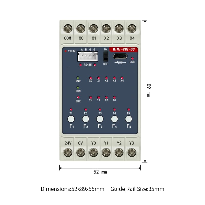 Ladder Logic PLC Programmable Logic Controller FX1S-9MT with 5 Input 4 Transistor Output and RS485 Port, Fully Compatible with FX1S, DC 24V Input Small PLC (Mini-9MT-DC) - color: Mini-9MT