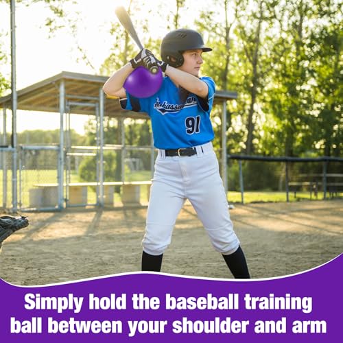 2 Pcs Connection Ball with Pump 9 Inch Pilates Baseball Softball Batting Trainer Improve Arm Action Hitting & Pitching Efficiency Connection Ball for Baseball - color: Purple