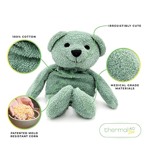 Thermal-Aid® (Hunter The Green Bear) – Washable Heating Pad & Ice Pack – Plush Hot/Cold Pack with Natural Corn Filling – Reusable Comfort - size: Zoo Green Bear