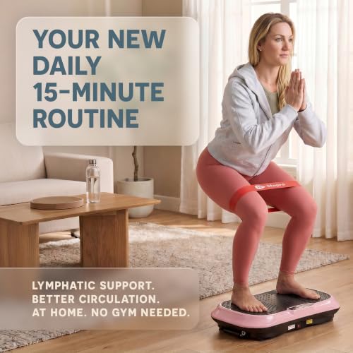 Lifepro Waver Vibration Plate Exercise Machine – High-Intensity Vibration Plate for Lymphatic Drainage – Full-Body Workout Vibrating Platform with Loop Bands – Fitness Equipment for Strength & Toning - color: Pink