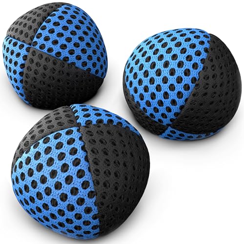speevers Juggling Balls for Beginners and Professionals Set of 3, 15 Colors Available, 2 Layers of Net and Carry Case, Xballs Juggling Balls (Black - Blue, 3.2 oz) - color: Black - Blue, size: 3.2 oz