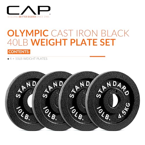 CAP Barbell 2-Inch Olympic Weight Plate | Multiple Options - size: 10 lb - Set of 4, style: Classic - Black