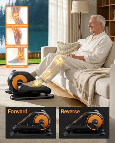 UMAY Under Desk Elliptical Eclipse Leg Exerciser Electric as seen on TV | Foot Pedal Peddler Seated Exercise Machine for Seniors 12 Level Speeds Manual Auto Mode with Remote for Home Office - color: Black
