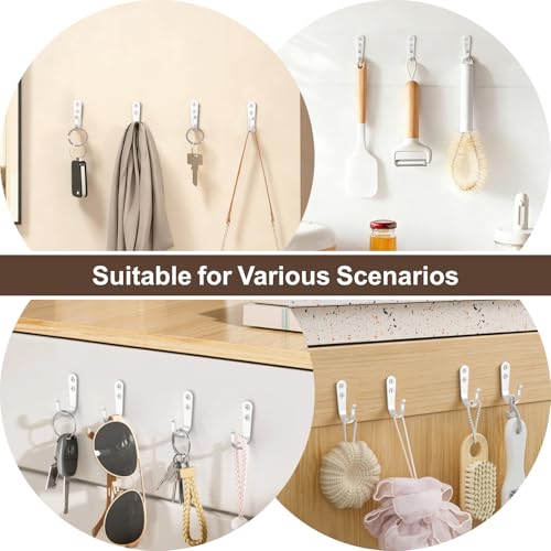 BREYDROK 20-Pack Towel Hooks for Bathroom, Heavy Duty Black Metal Wall Hooks for Robe, Coat, Kitchen, Closet, Garage Organizer - color: 20Pcs + White