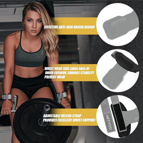 Weight Lifting Wrist Strap, Weightlifting Grip Strap for Gym Deadlifts, Powerlifting, Heavy Shrug, Pull Ups, Three Layer Leather Adjustable Training Accessory Gifts for Men Women Dad Him - color: Light gray