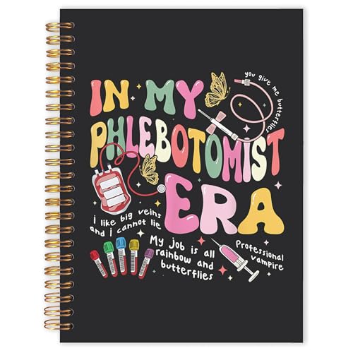 Phlebotomy Phlebotomist Gifts Spiral Notebook 5.5x8.3 in, Groovy Pink Phlebotomy Nurse Hardcover Notebook Journal Gifts for Work Women - color: Phlebotomy Phlebotomist Gifts