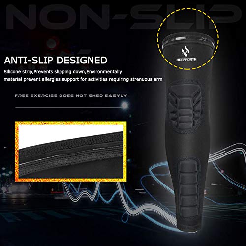 2PCS Padded Elbow Forearm Sleeves Compression Arm Protective Support - color: Black Padded Elbow Forearm, size: Small
