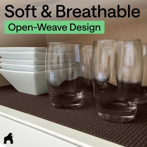 GORILLA GRIP powerGRIP Drawer Shelf and Cabinet Liner, Thick Strong Hold, Non-Adhesive Liners Protect Kitchen Cabinets and Cupboard, Bathroom Drawers, Easy Install, Breathable Mat, 12" x10', Chocolate - color: Chocolate, size: 12" X 10', style: 12" x 10'