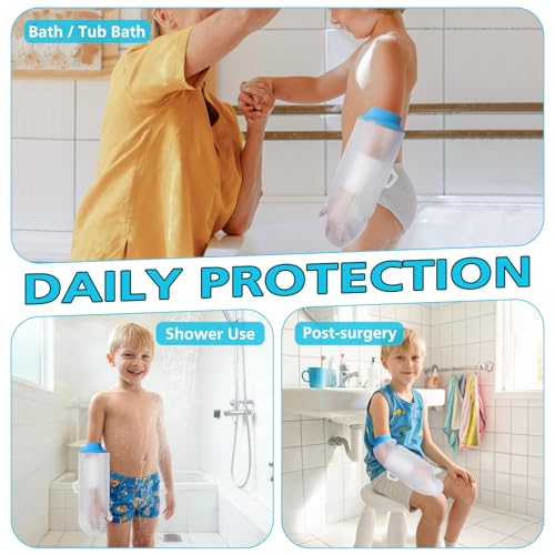 Asunby Kids Arm Cast Cover for Shower Bath Teens Waterproof and Watertight Cast Bandage Protector Bag for Broken Surgery Wound Arm, Hands, Wrists,Protector Bag (Half Arm-18.9") - size: Kids Arm-Half
