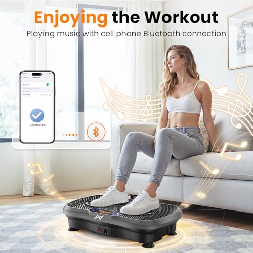 AXV Vibration Plate Fitness Platform Exercise Machine Vibrating Shaking Full Body Shaker Workout Vibrate Stand Shake Board Sport for Weight Loss Fat Burner for Gym Home Office - color: BT.PRO.GRAY