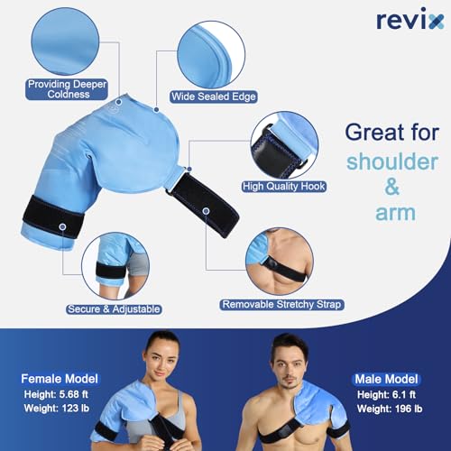 REVIX Shoulder Ice Pack for Rotator Cuff Cold Therapy, Arm Gel Ice Pack for Injuries Reusable, Flexible Cold Compression Wrap for Post-Workout Recovery, Fatigue and Shoulder Discomfort, Blue - size: Standard, style: Blue