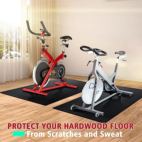 Bike Mat | 6mm Thickness, 36" x 72" Exercise Bike Mat/Treadmill Mat for Hardwood Floors or Carpet, Non-Slip Sweat-Proof Exercise Equipment Mat for Bike Trainer/Stationary Spin Bike - size: 1/4" thick, 36" x 72"