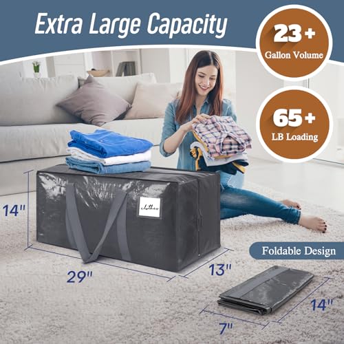 6 Pack Extra Heavy Duty Large Moving Bags with Strong Zipper & Comfortable Handles, Sturdy & Durable Clothes Storage Bags Totes Bins, Packing Moving Boxes for College Supplies, Gray - color: Gray, size: 6 Pack