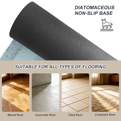 Navy Blue Grey White Yoga Mat Non Slip Abstract Art Modern Oil Painting Exercise Mat with Carrying Strap, Large Yoga Mats for Women, Workout Mats for Pilates, Stretching & Fitness - color: Teal Blue Dark Gray, size: 68"L x 24"W