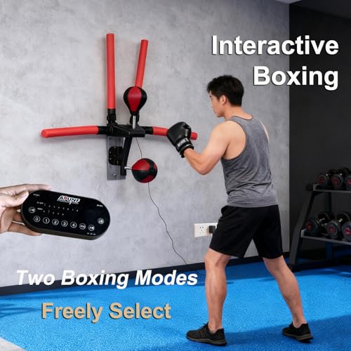 Smart Boxing Speed Trainer,Wall Mount Boxing Bar with 2 Speed Bag,Multifunction Machine with 4 Reaction Bar,2 Mode Setting Height Adjustable for Reaction Speed Stamina