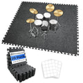 Focusound 20Pcs Sound Absorbing Interlocking Drum Rug, 11.8 x 11.8 x 0.4 inches High Density Soundproof Floor Mats, Non-Slip Anti Vibration Piano Carpet Drum Mat for Music Studio, Grey - color: Gray