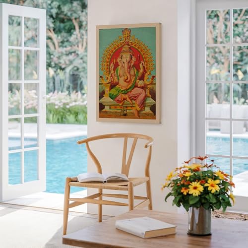 Monem Art Vintage Ganesha Canvas - Retro Ganapati Print - Elephant Headed God Art - Hindu Deity Art - Gift for Men & Women - Decor for Living Room, Bedroom or Dorm - Available in 8x10 to 30x40 - color: Style-04