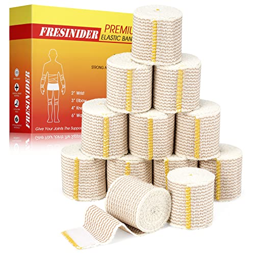 FRESINIDER Premium Elastic Bandage Wrap, 12 Pack 2" Cotton Latex Free Compression Bandage Wrap with Touch Closure at Both Ends, Support & First Aid for Sports, Medical, and Injury Recovery - color: 12 Pack X 2 Inches