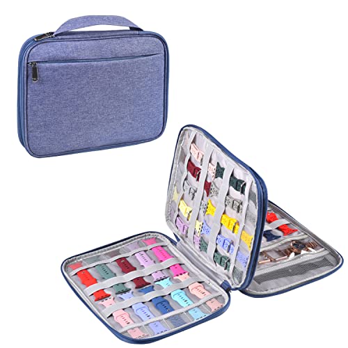 Watch Band Storage Case Watch Band Organizer Bag Watch Band Case and Storage Holder Watch Bands Holder Carrying Case Compatible with 35 Watch Straps and Accessories - color: Blue-Purple