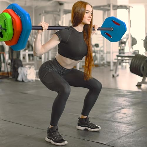 40Lb Adjustable Dumbbell Barbell Set with Cardio Pum, 6 Weight Plates & 3 51-Inch Bar Bars - Cardio Pump for Home Gym, Full Body Strength Training, Multi-Color Free Weights - color: Multi-color-Square-44 LB