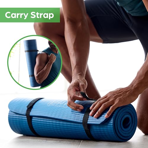 Gaiam Thick Yoga Mat, Exercise & Fitness Mat with Easy-Cinch Carrying Strap | Non-Slip NBR Foam | Joint Cushioning | Yoga, Pilates, Fitness & Floor Workouts | 72"L x 24"W - color: Pink