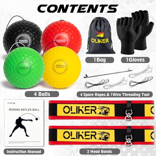 Boxing Reflex Ball for Adults and Kids, 4 Levels Boxing Ball with Adjustable Headbands, Perfect for Reaction, Agility, Punching Speed, Fight Skill and Hand Eye Coordination Training - style: Set-3