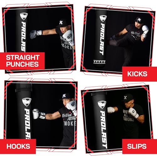 Heavy Punching Kicking Bag for Adults, Boxing, MMA, Martial Arts, Muay Thai, Strength Training Equipment, Filled/Unfilled, 6ft, 150 lbs, Special Edition Logo - color: Black /Black, size: Filled