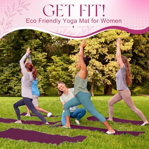 Funtery 3 mm Thin Yoga Mats Bulk, 68 x 24 Inches Lightweight PVC Exercise Mats Non Slip Workout Fitness Pads for Yoga Pilates Stretching Classes Gym Home Studio - color: Boysenberry