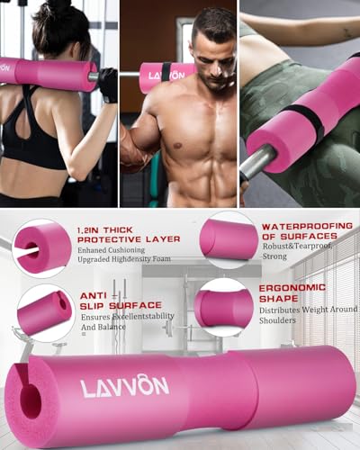 7Pcs-Barbell Pad Set for Hip Thrust - Squat Pad, Bench Press Workout Foam Weight Lifting Bar Cushion,Gym Accessories for Women with Bar Bad,with Gym Ankle Straps,Hip Resistance Bands,Lifting Strap - color: Pink