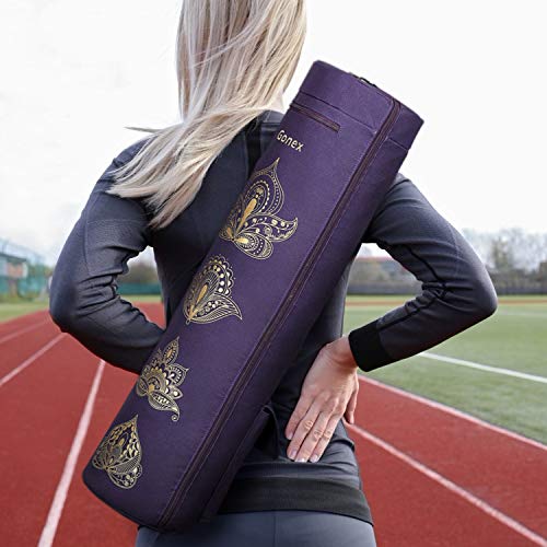 Gonex Yoga Mat Bag with Full-Zip Design, Fits Most Mats | 600D Oxford Fabric, Wet Pocket, Front Zip Pocket, Adjustable Strap, Fits Mats up to 26" - color: Purple
