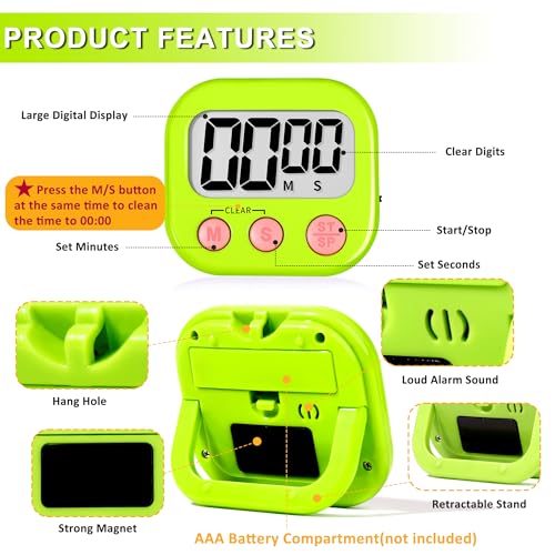 ZILLEEN Classroom Timer for Kids Teachers 2 Pack Digital Timers - color: Blue & Green