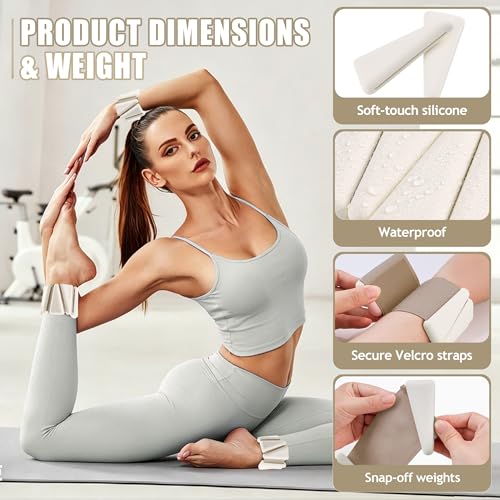 BECOJADDE Ankle Weights for Women Wrist Weights Set of 2 (1 lb/2 lb Each) Adjustable Arm Leg Weight for Womens Men Suitable for Walking Swimming Running Pilates Yoga Gym - color: Milky Apricot, size: 2lb Pair (1lb Each)