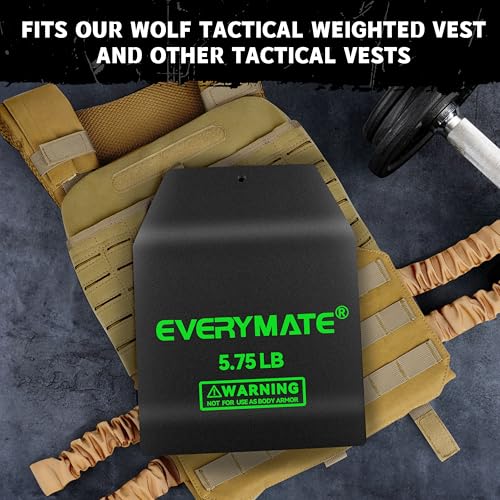 EVERYMATE Tactical Weighted Vest Plates – 3.75/5.75/8.75/14.5/19.75LB Pairs – Insert Weighted Vest Plates- Contoured Ergonomic Fit – WODs, Strength Training, Running, Weight Plates for Vest - color: 5.75LB*2, size: Curved