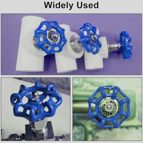 2 Pack Outdoor Faucet Handle Replacement, 6mm x 6mm Square Stem Hole Water Spigot Handle Replacement, Cast Iron Round Wheel Outside Faucet Handles with Screws Spacer (Blue) - color: Blue, size: 6mm x 6mm (2pcs)