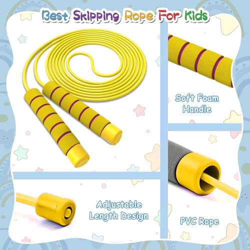Jump Rope For Kids,Adjustable Soft Skipping Rope,Toddler Jump Rope With Skin-Friendly Foam Handles For Kids, Boys,Girls,Women, Men,Exercise Activity,Outdoor Fitness - color: 12-Pack(Rose Pink x4+Blue*4+Purple*4)