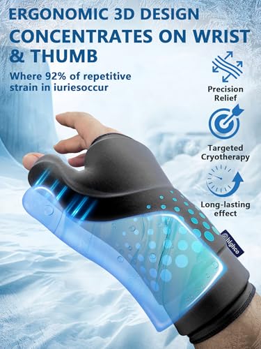 Wrist &Thumb Ice Pack Wrap -Cold&Hot Therapy Thickened Ice Gel- Hand Ice Pack & Ice Glove for Arthritis,Carpal Tunnel Relief, Tendonitis,Injuries & Recovery-Fits Men and Women (Black, 2 Pack S/M) - color: 2 Pack-black, size: S/M