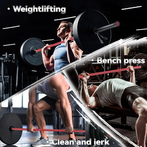 7 ft Barbell Bar - 1500LBS Capacity 2 Inch Weight Bar for Weightlifting/Powerlifting/Strength Training - Heavy Duty & 28 mm Knurled Grip for Squat, Deadlift, Bench Press - color: Red