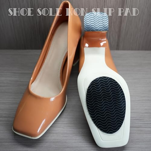 UNIKSTEP 6 Pairs (12 Pieces) Shoe Sole Non Slip Pads, Anti Skid Self Adhesive Rubber Grips, Shoe Bottom Front Sole and Heel Noise Reduction Protector Cushions (Black with Wave Pattern) - color: Black With Wave Pattern