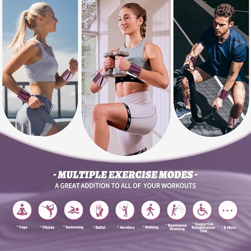 BECOJADDE Ankle Weights for Women Wrist Weights Set of 2 (1 lb/2 lb Each) Adjustable Arm Leg Weight for Womens Men Suitable for Walking Swimming Running Pilates Yoga Gym - color: Deep Plum, size: 4lb Pair (2lb Each)
