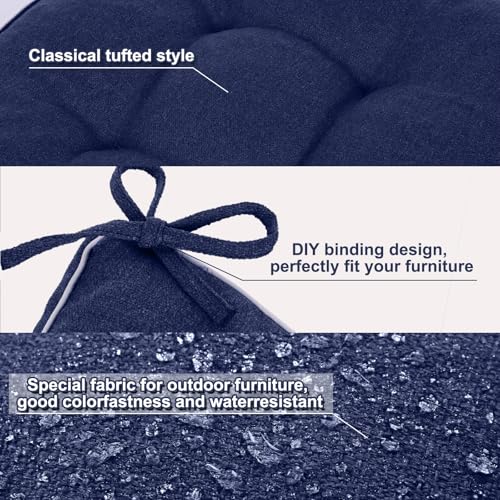 Chunful Set of 5 Outdoor Bench Cushions Set 44 x 19 Inch Tufted Waterproof Patio Furniture Seat Pad with Throw Pillows Loveseat Cushion for Square Settee Indoor Sofa Wicker Couch(Navy Blue) - color: Navy Blue