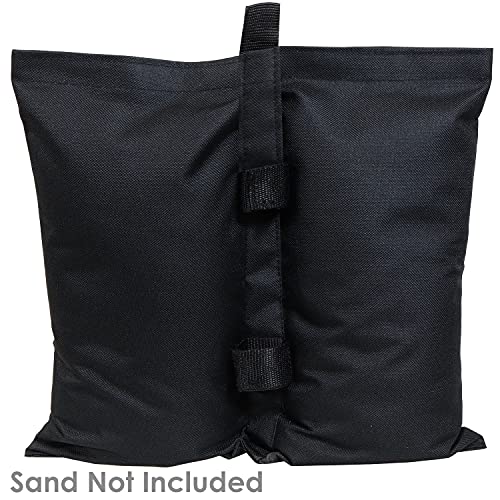 Sunnydaze Polyester Sandbag Canopy Weights - Fillable Canopy Anchors - Easy to Attach - Set of 4 - Black