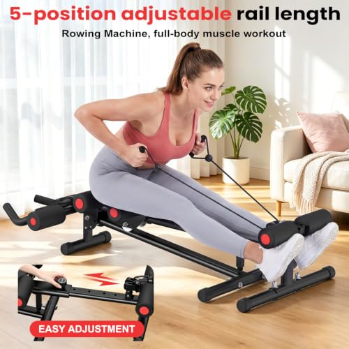 RELIFE REBUILD YOUR LIFE AB Workout Machine Adjustable Ab Trainer Machine Foldable Ab Cruncher Strength Training Equipment for Home Gym, Full Body Workout Equipment 440 LBS - color: Black-1