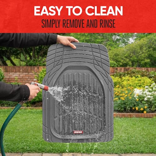 Motor Trend 2 Piece Front Car Floor Mats- Gray FlexTough Contour Liners-Deep Dish Heavy Duty Rubber Floor Mats for Car SUV Truck & Van-All Weather Protection, Universal Trim to Fit - color: Gray, style: 2pc Front Mats