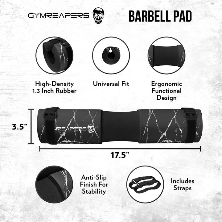 Gymreapers Barbell Squat Pad - Protective Bridge Pad For Hip Thrust, Squats, Lunges - Hip Support, Neck Protection For Bar - color: Marble