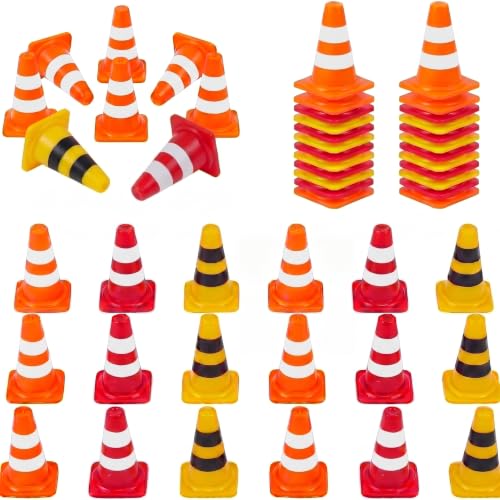 36/60/120/200 Pack 1 Inch Orange Mini Traffic Cones.Perfect as Construction Party Favors,Durable Small Roadblock Markers for Training Scenarios and Sports Event Setups - color: Three colors